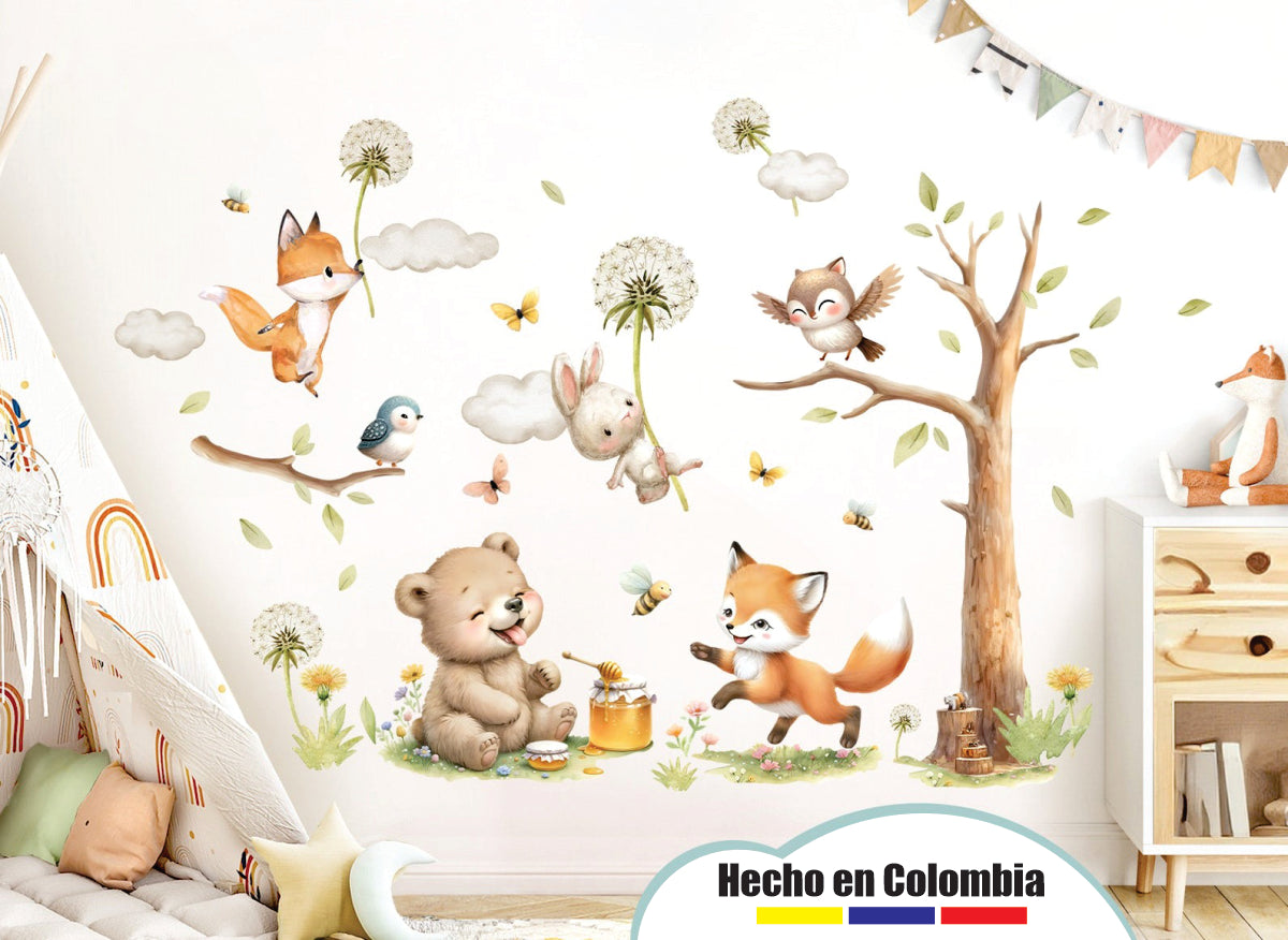 Vinilos decorativos Adhesivos infantiles de Pared  Conjunto de animales modelos variados