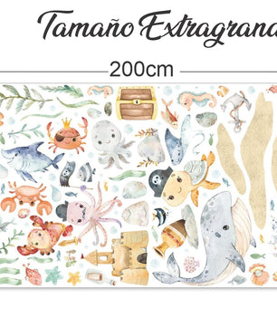 Vinilos decorativos Adhesivos infantiles de Pared animales marinos