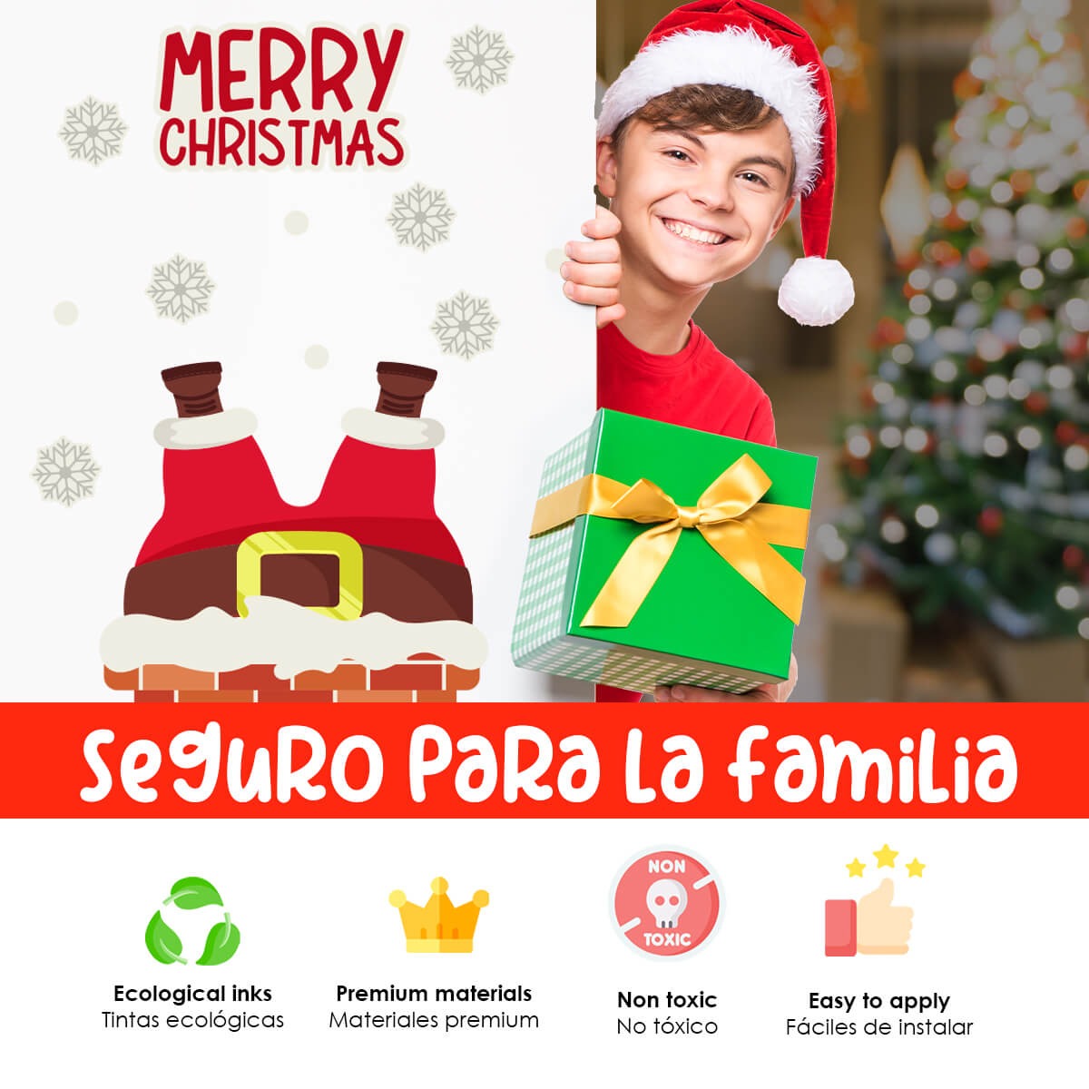 Vinilo para puerta Navidad  Merry christmas