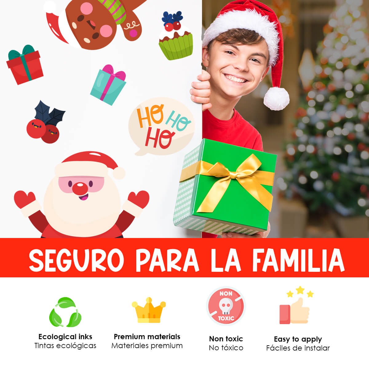 Vinilo para puerta Navidad  Risas y regalos