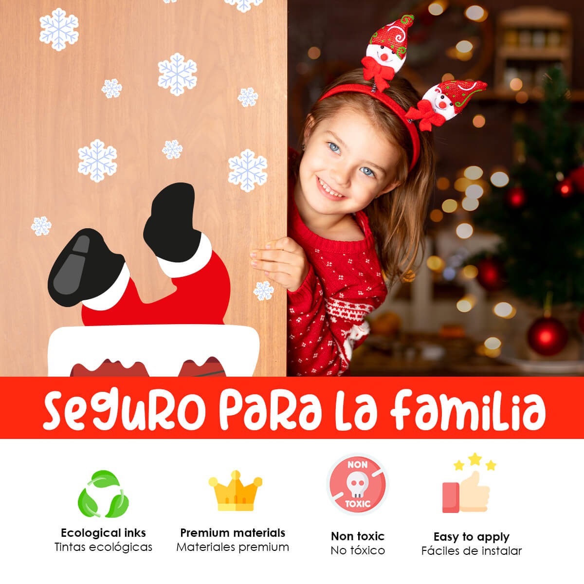 Vinilo para puerta Navidad  Sorpresa de Santa