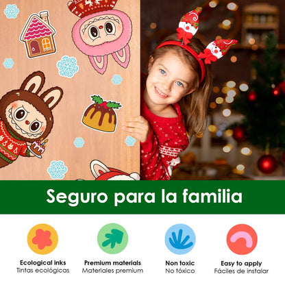 Vinilo para puerta Navidad Labubus navideños