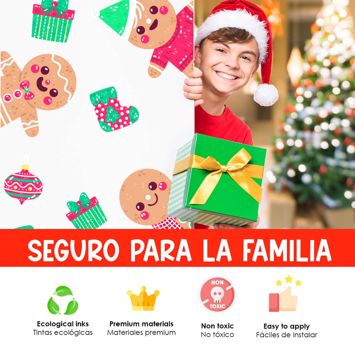 Vinilo para puerta Navidad  Ternura de jengibre