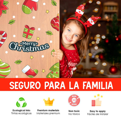 Vinilo para puerta Navidad Brillos navideños encantados