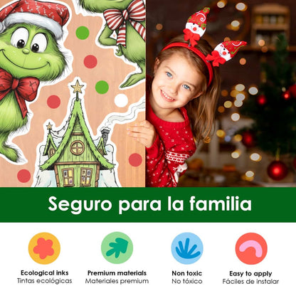 Vinilo para puerta Navidad Merry Grinchmas