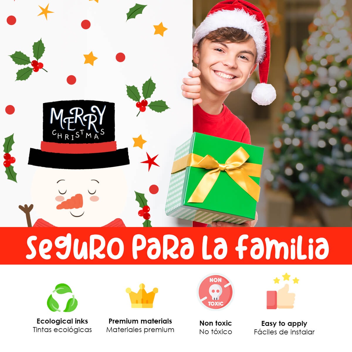 Vinilo para puerta Navidad Nieve Navideña