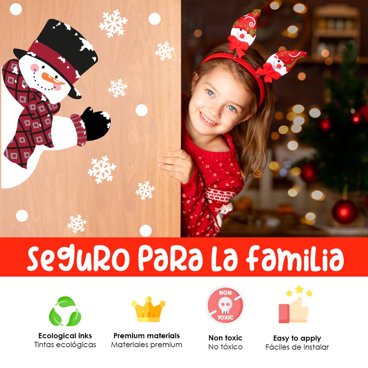 Vinilo para puerta Navidad  Nieve y Diversion