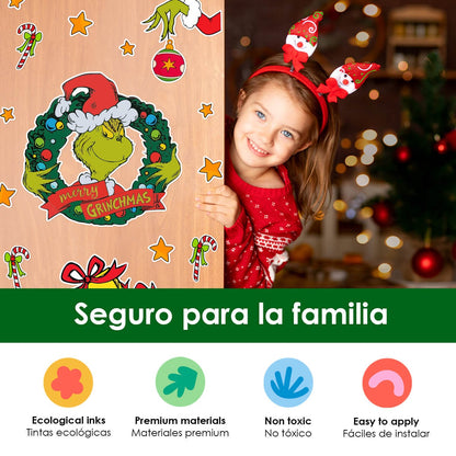 Vinilo para puerta Navidad Grinch Merry Christmas