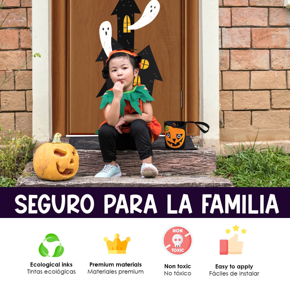 Vinilo para puerta Hallowen Casita de Fantasmas