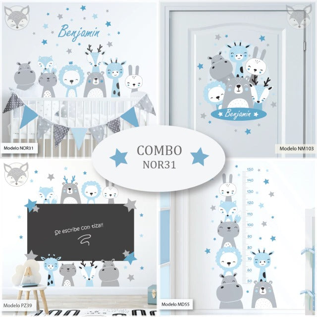 Combo de Vinilos decorativos Adhesivos Animales azul