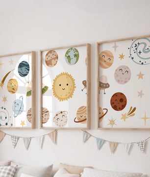 Cuadros Decorativos infantiles Modernos Astronautas sostema solar infantil