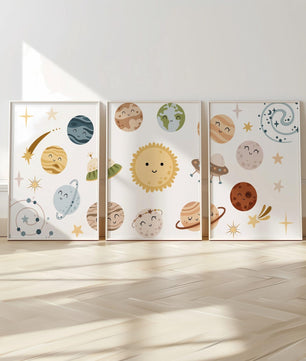 Cuadros Decorativos infantiles Modernos Astronautas sostema solar infantil