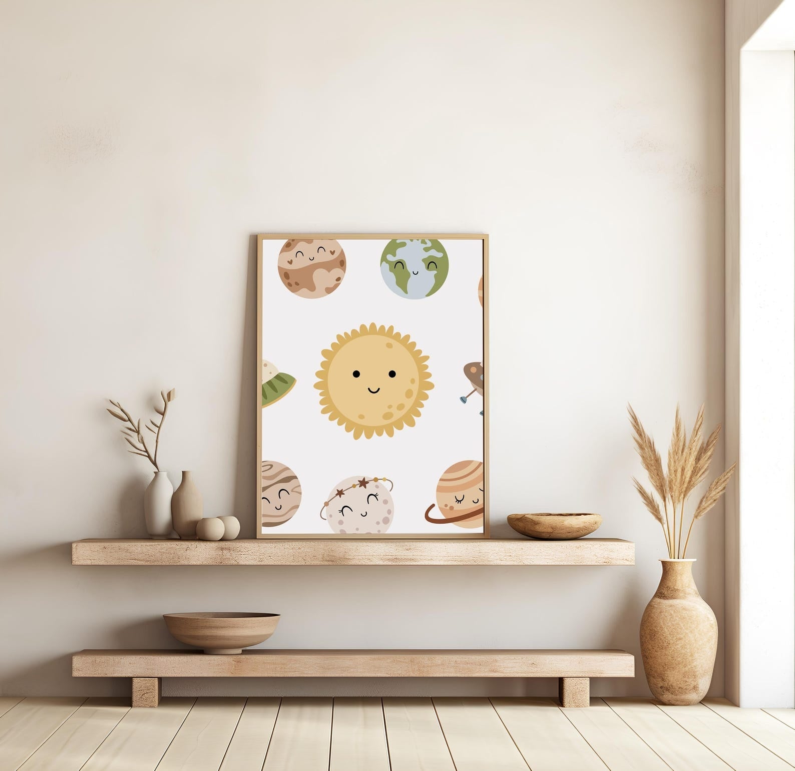 Cuadros Decorativos infantiles Modernos Astronautas sostema solar infantil