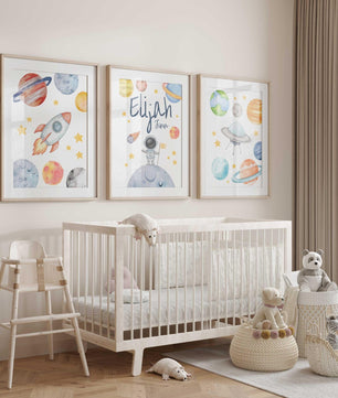 Cuadros Decorativos infantiles Modernos Astronautas Galaxia con nombre