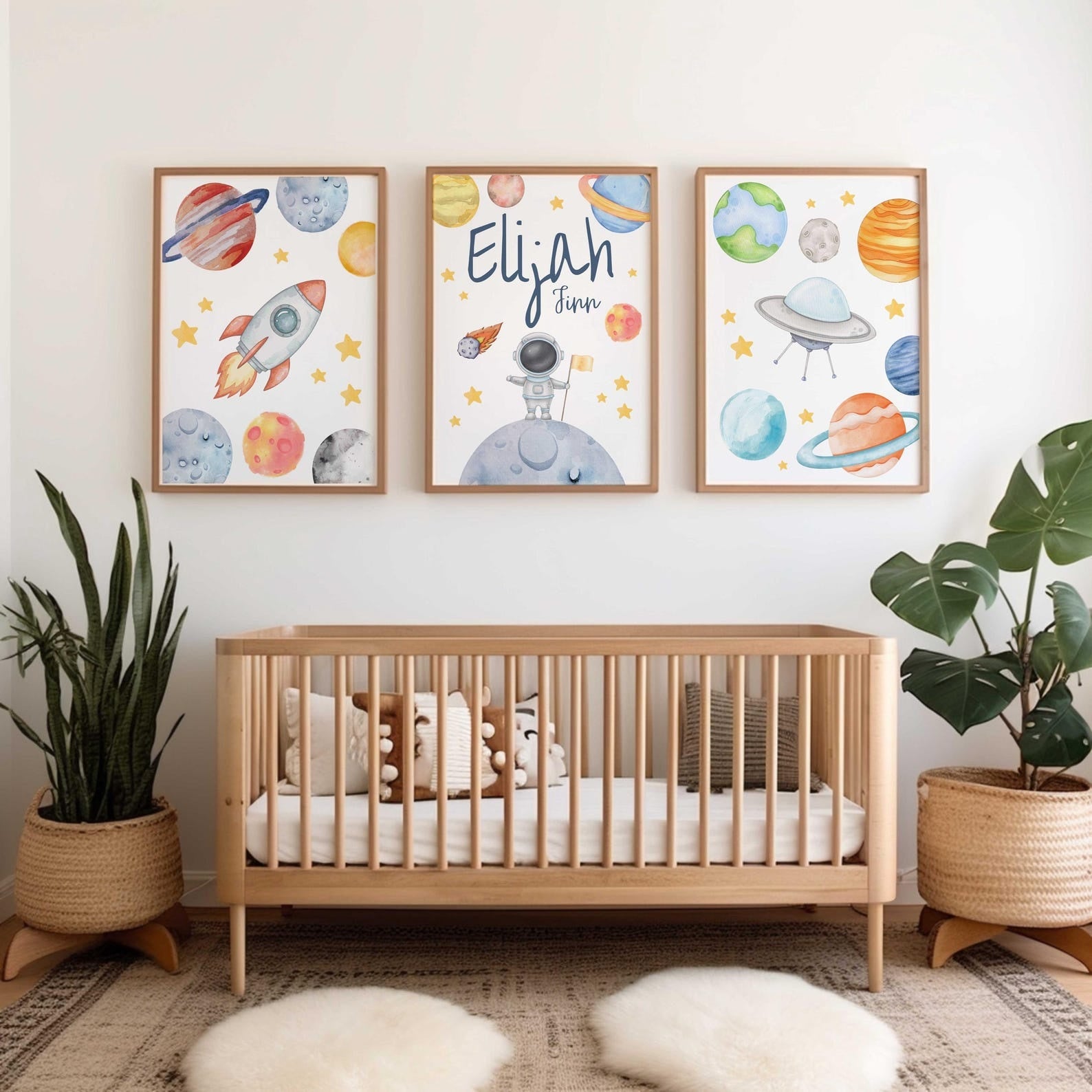 Cuadros Decorativos infantiles Modernos Astronautas Galaxia con nombre