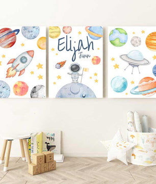 Cuadros Decorativos infantiles Modernos Astronautas Galaxia con nombre