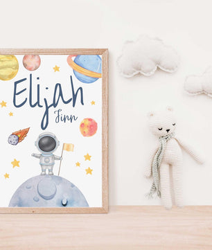 Cuadros Decorativos infantiles Modernos Astronautas Galaxia con nombre