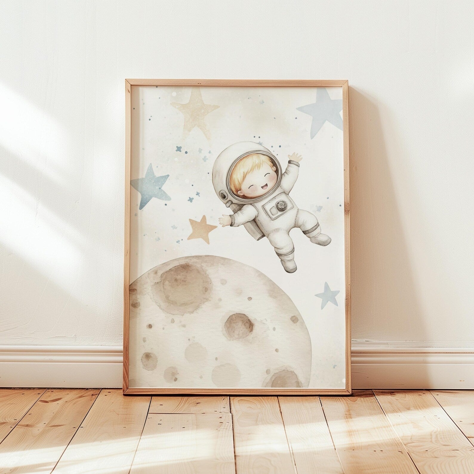 Cuadros Decorativos infantiles Modernos Astronautas Galaxia, cohete y nombre