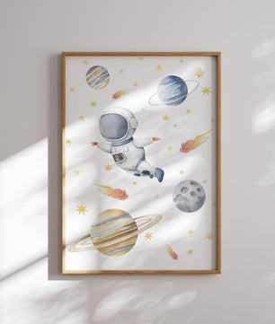 Cuadros Decorativos infantiles Modernos Astronautas con nombre en el espacio