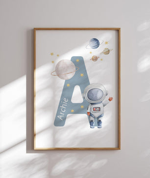 Cuadros Decorativos infantiles Modernos Astronautas con nombre en el espacio
