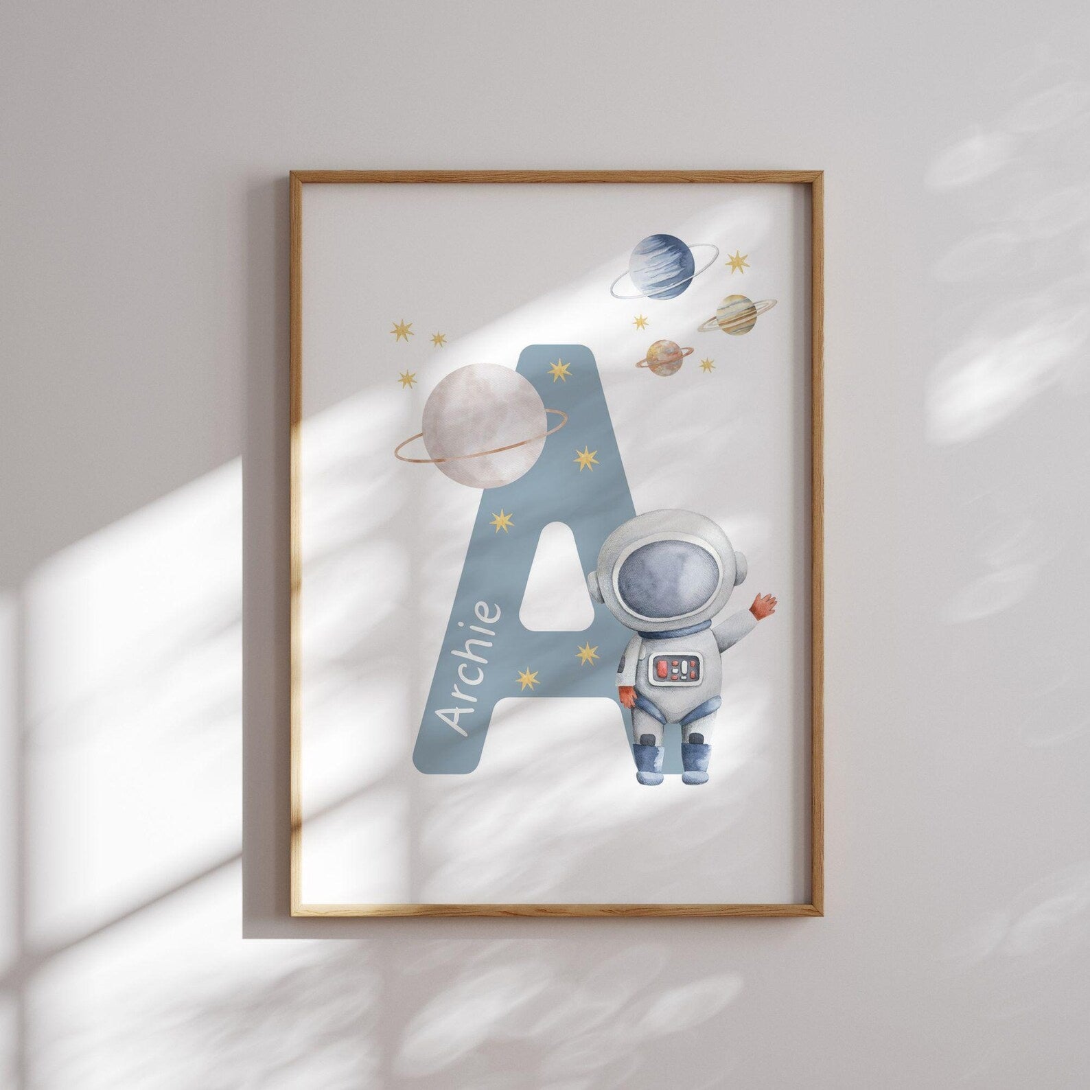 Cuadros Decorativos infantiles Modernos Astronautas con nombre en el espacio