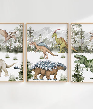 Cuadros Decorativos infantiles Modernos Dinosaurios acuarelas habitad