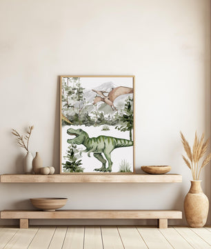 Cuadros Decorativos infantiles Modernos Dinosaurios acuarelas habitad
