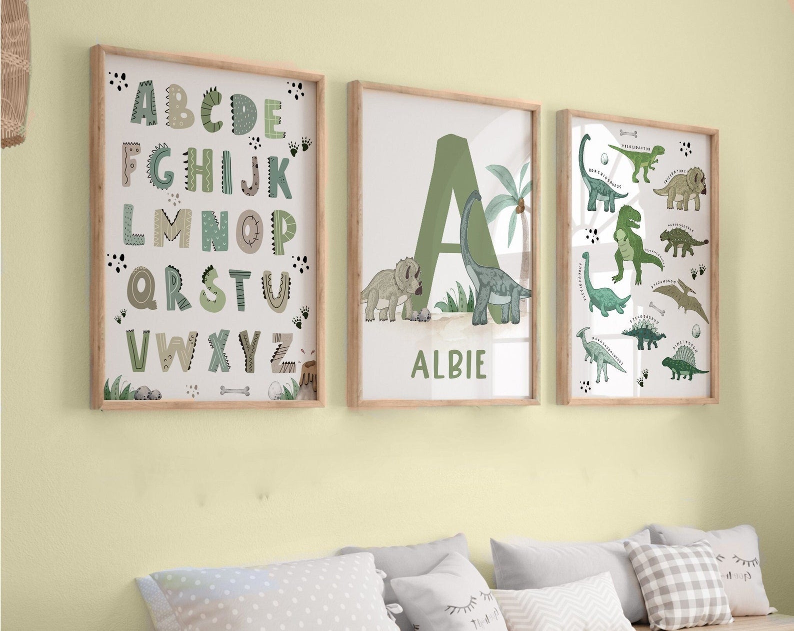 Cuadros Decorativos infantiles Modernos Dinosaurios Numeros y especies y nombre
