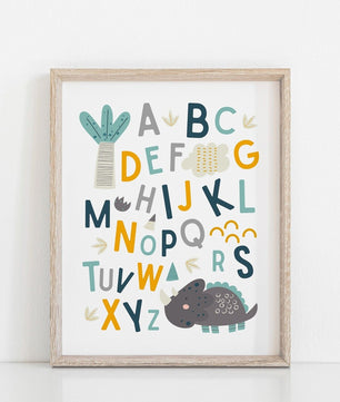 Cuadros Decorativos infantiles Modernos Dinosaurios Numeros y abcedario y nombre