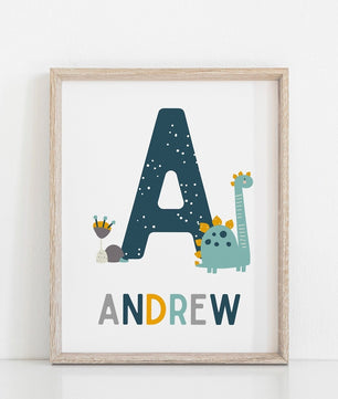 Cuadros Decorativos infantiles Modernos Dinosaurios Numeros y abcedario y nombre