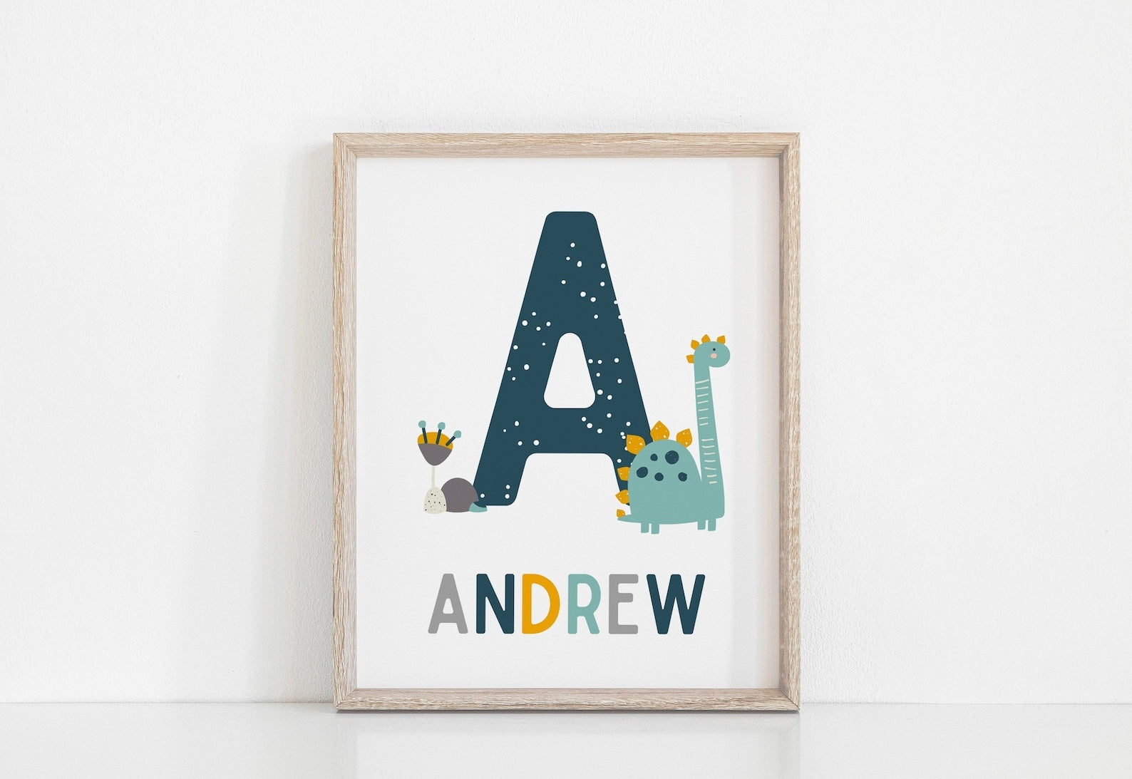 Cuadros Decorativos infantiles Modernos Dinosaurios Numeros y abcedario y nombre