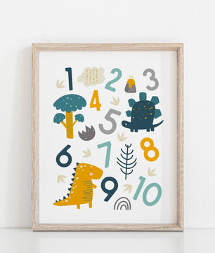 Cuadros Decorativos infantiles Modernos Dinosaurios Numeros y abcedario y nombre