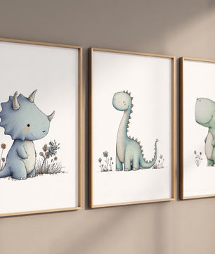 Cuadros Decorativos infantiles Modernos 3 Dinosaurios acuarelados