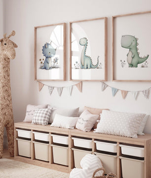 Cuadros Decorativos infantiles Modernos 3 Dinosaurios acuarelados