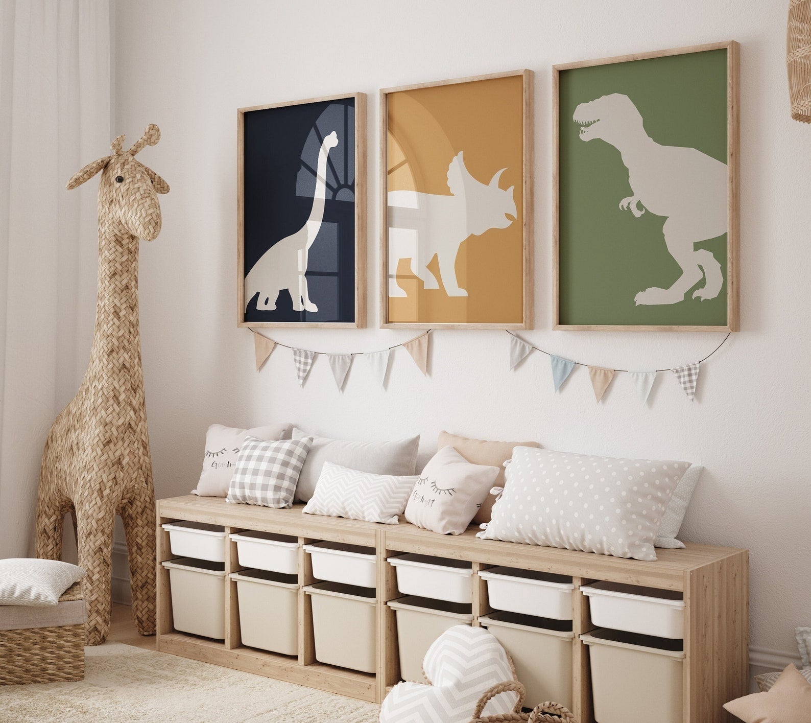 Cuadros Decorativos infantiles Modernos Dinosaurios silueta