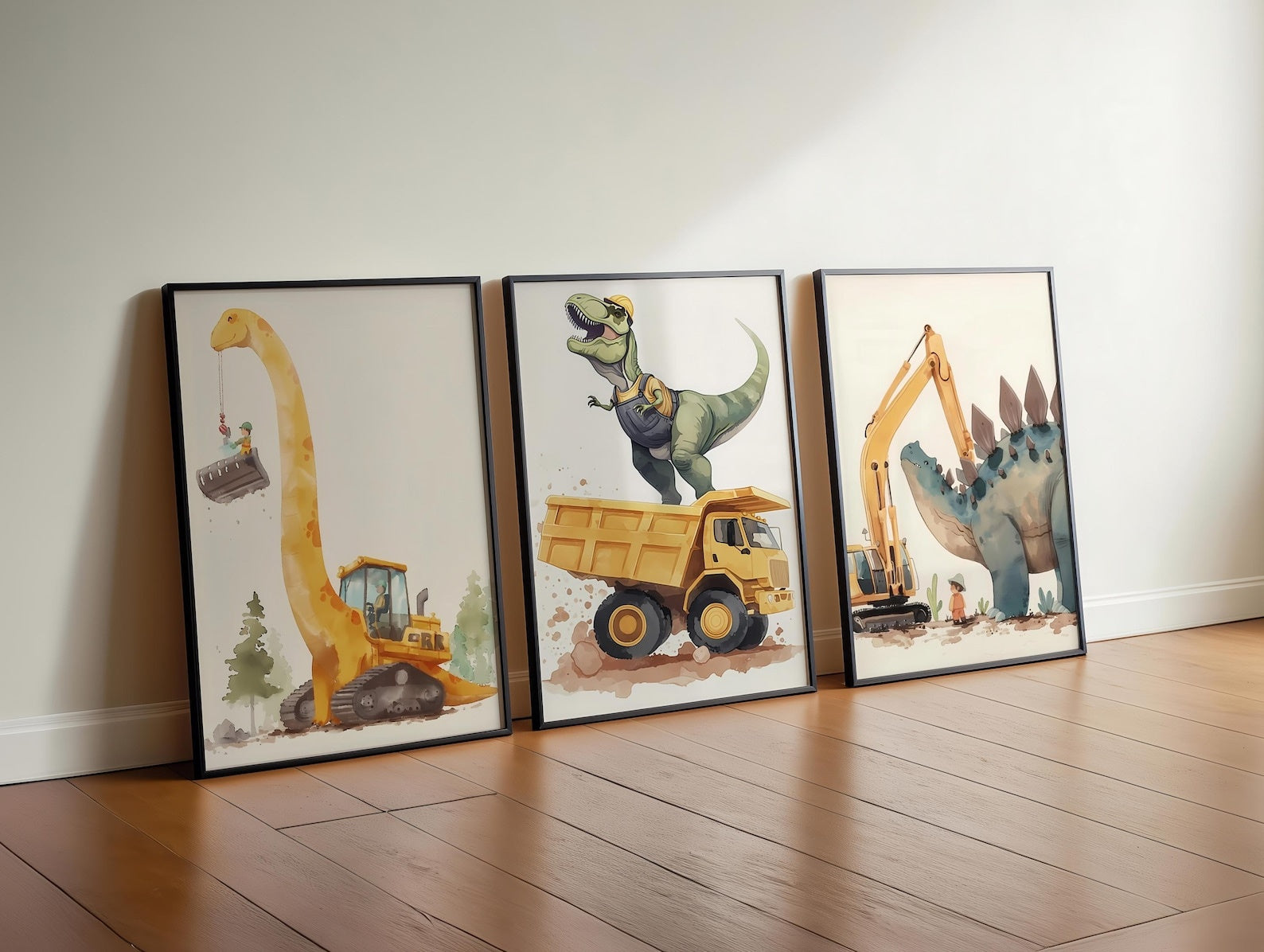 Cuadros Decorativos infantiles Modernos Dinosaurios constructores