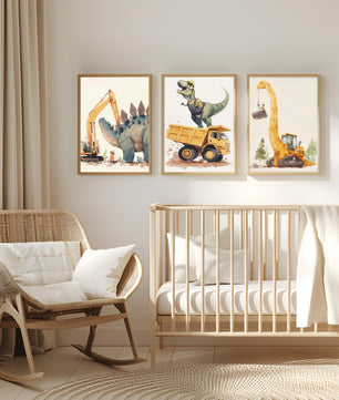Cuadros Decorativos infantiles Modernos Dinosaurios constructores