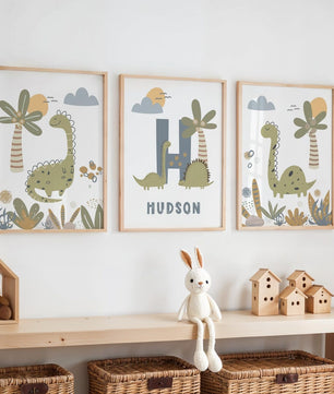 Cuadros Decorativos infantiles Modernos Dinosaurios dibujo con nombre
