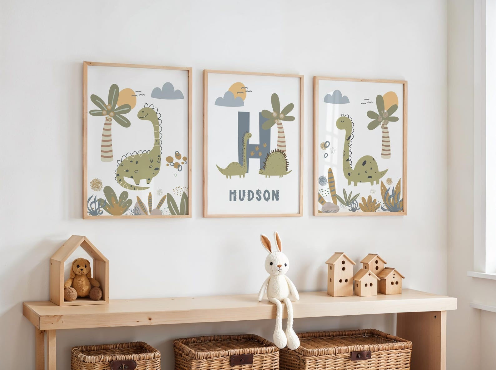 Cuadros Decorativos infantiles Modernos Dinosaurios dibujo con nombre
