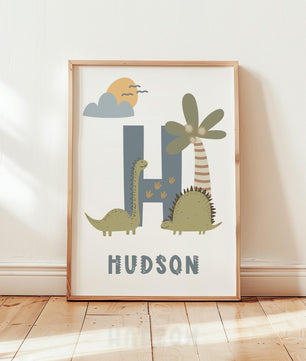 Cuadros Decorativos infantiles Modernos Dinosaurios dibujo con nombre