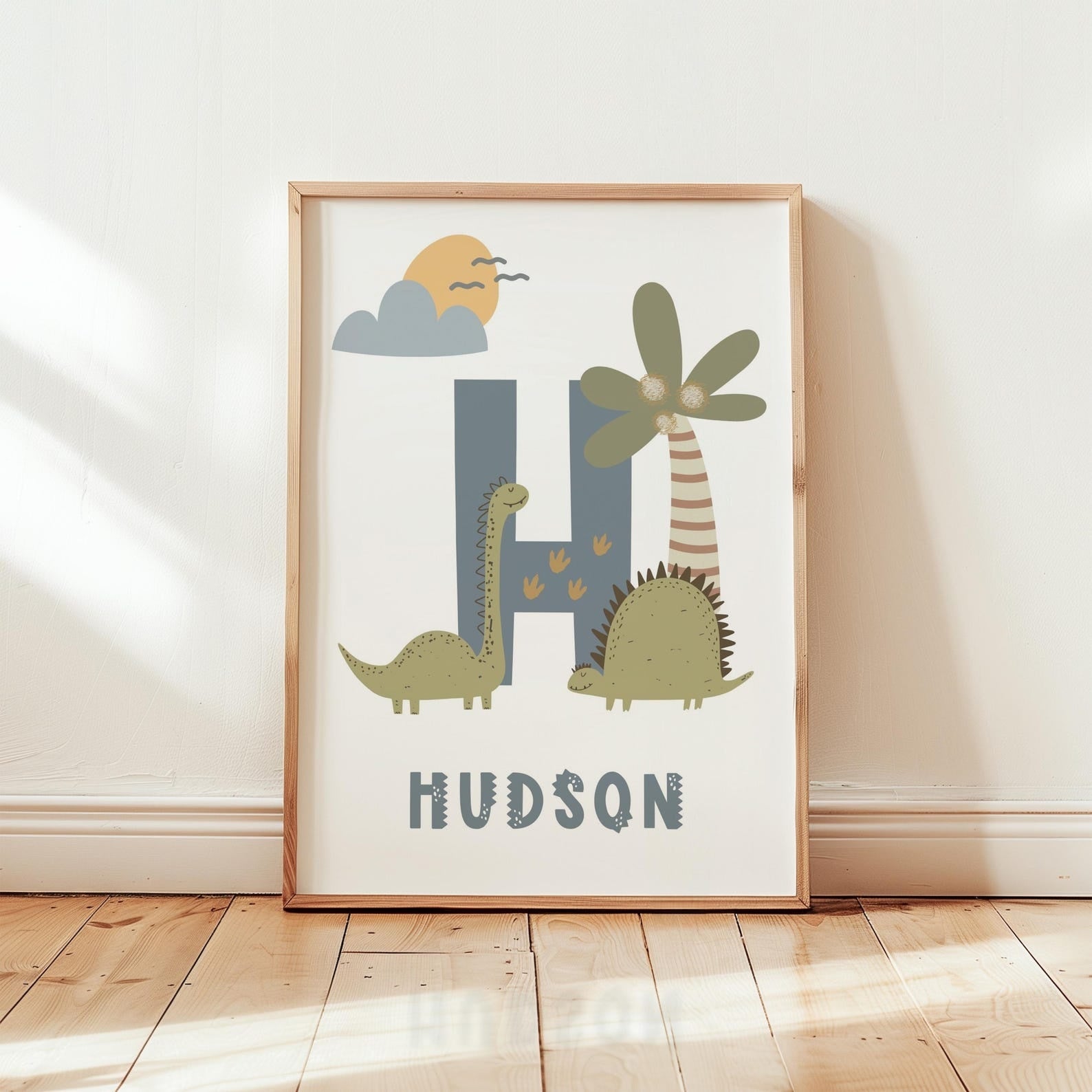 Cuadros Decorativos infantiles Modernos Dinosaurios dibujo con nombre