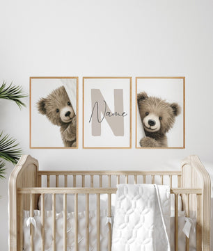 Cuadros Decorativos infantiles Modernos osos curiosos con nombre
