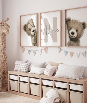 Cuadros Decorativos infantiles Modernos osos curiosos con nombre