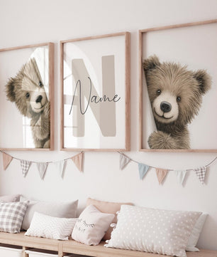 Cuadros Decorativos infantiles Modernos osos curiosos con nombre