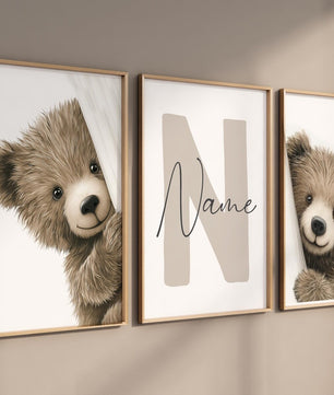 Cuadros Decorativos infantiles Modernos osos curiosos con nombre
