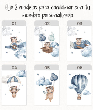 Cuadros Decorativos infantiles Modernos osos teddy azul arte personalizado