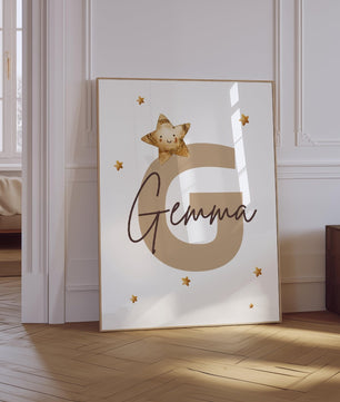Cuadros Decorativos infantiles Modernos osos en carpa, luna con nombre