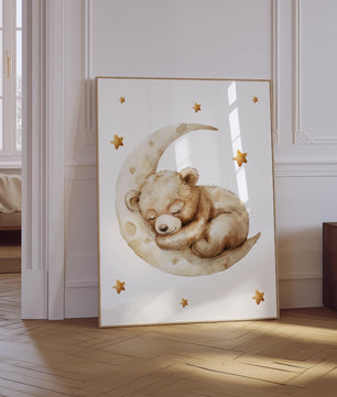 Cuadros Decorativos infantiles Modernos osos en carpa, luna con nombre