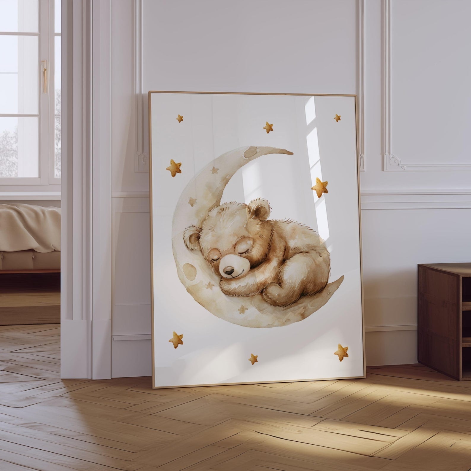 Cuadros Decorativos infantiles Modernos osos en carpa, luna con nombre
