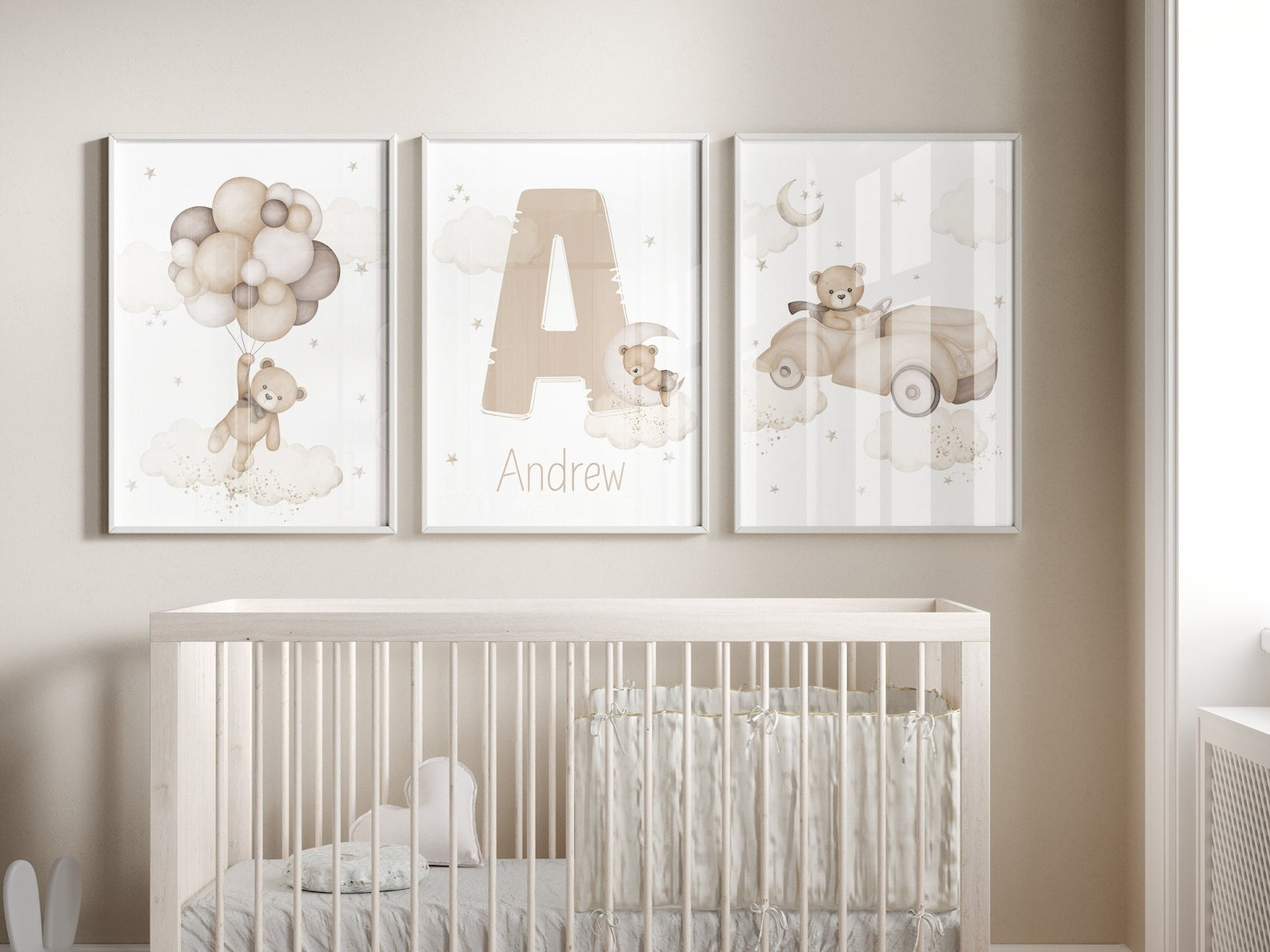 Cuadros Decorativos infantiles Modernos osos teddy dibujo con nombre